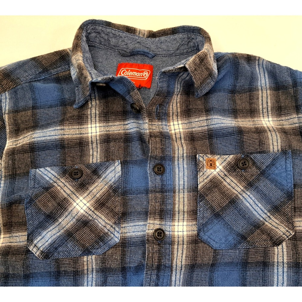 Coleman Flannel  Shirt Plaid Mens M Color Blue Gray Outdoors Gorpcore